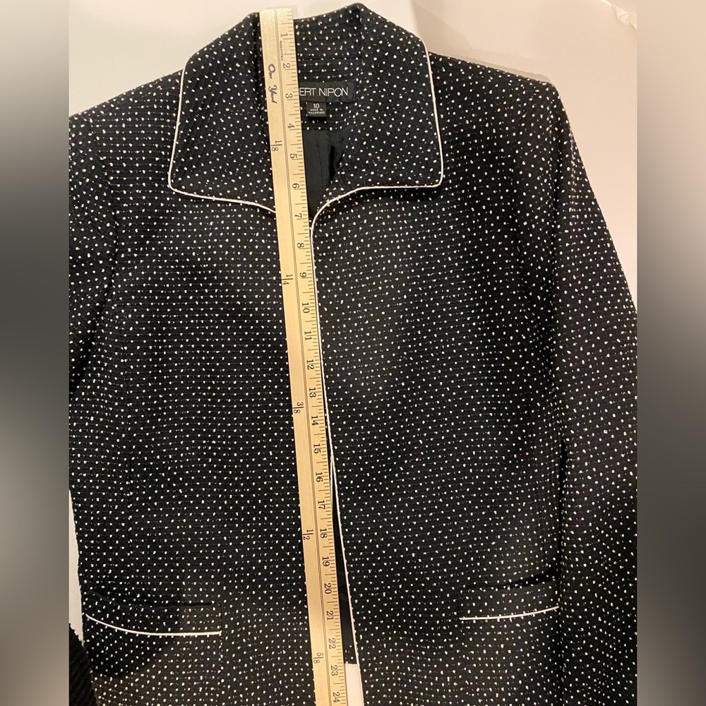 Albert Nipon Blazer, Black With White Polka Dots,… - image 4